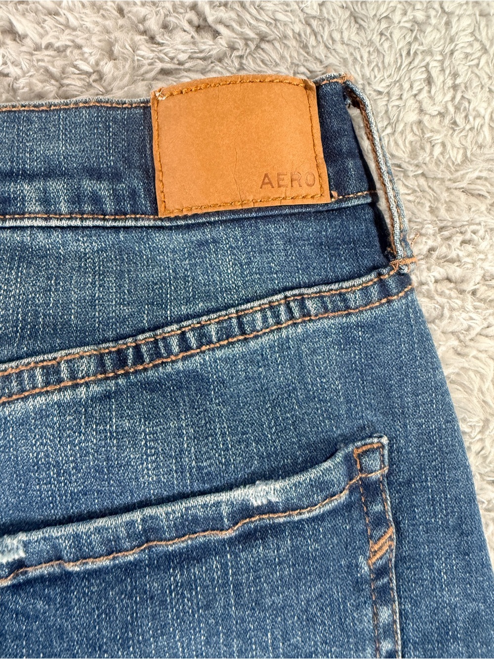 NWT Aeropostale High Rise Mini Skirt Distressed Denim Raw Hem Blue Size 8 - Picture 7 of 12